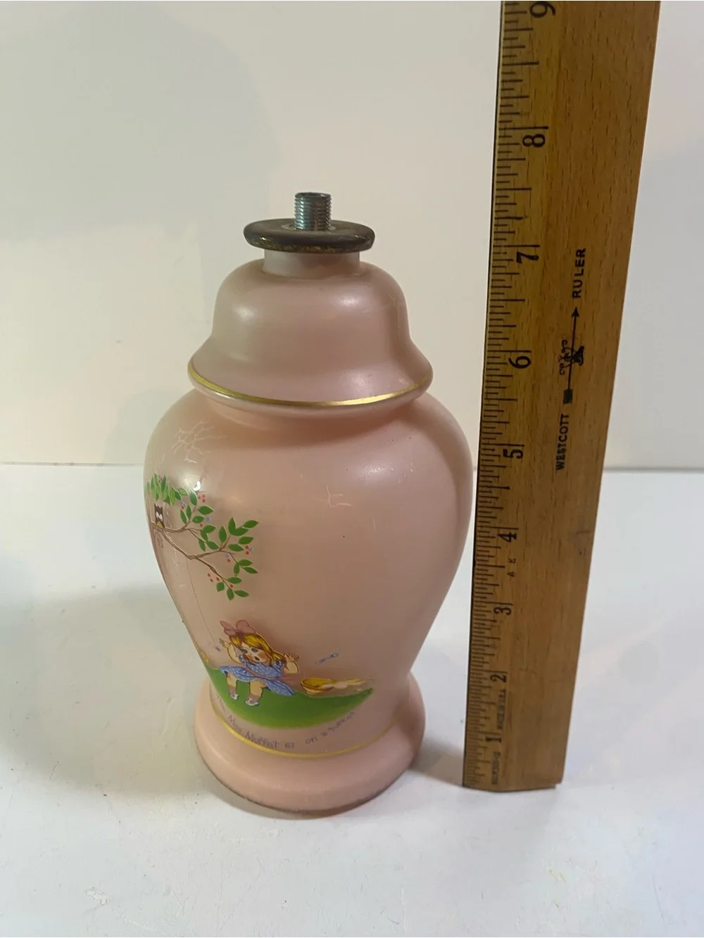 *Project Piece* Little Miss Muffet Pink Glass Lamp Base Electrical Removed